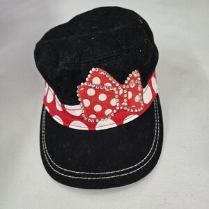 Disney‎ Parks Women Baseball Cap OSFA Black Curved Strapback Bow Rhinestone